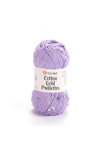 Yarnart Cotton Gold Paillettes - Knitting Yarn Lila-7116