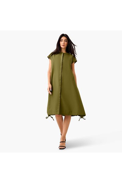 Iconic Iconic Button Down Dress with Tie-Ups