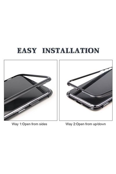 OEM Carcasă magnetică 360 din sticlă față + spate cu ramă metalică compatibilă cu iPhone X