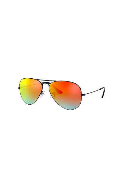 Ray-Ban Ray-Ban Aviator RB3025 002/4W – Sunglasses, Black, Orange Gradient Flash Lenses, Size 58