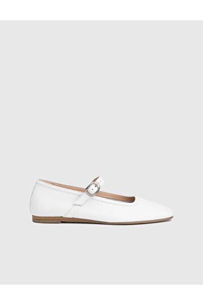 İLVİ Kaori Floter Deri Beyaz Kadın Loafer Ayakkabı