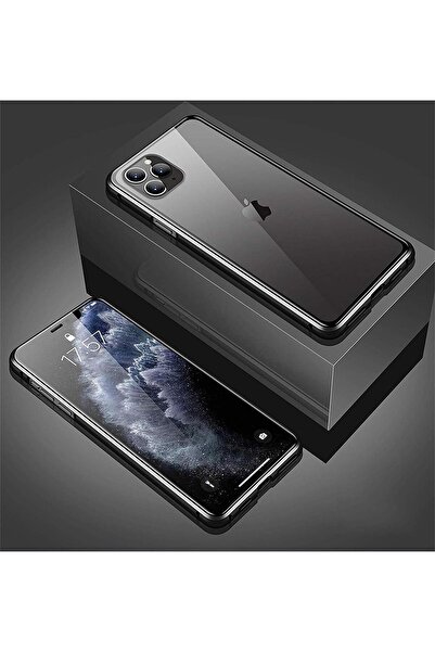 BLACK Carcasă magnetică 360° (față + sticlă spate) pentru iPhone 11 Pro Max, ...