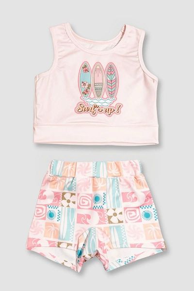 ZUZUNGA Surf Printed Crop Girl's Swimsuit Bikini Set