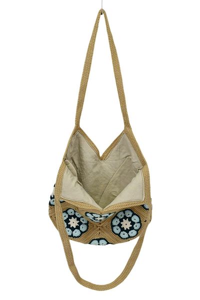 BAGLAN Hand Knitted Motif Patterned Lined Shoulder Bag Bgl-St04725