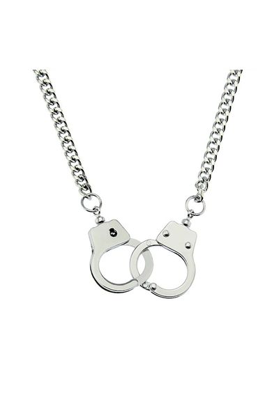 Tessero Colier cubanez cu încuietoare tip cătușe, unisex, 50 cm, argintiu
