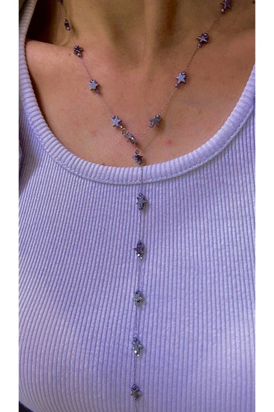 nevamor قلادة ستيل فضية اللون على شكل نجمة Y