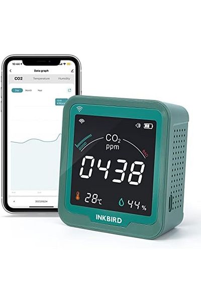 Inkbird جهاز مراقبة ثاني أكسيد الكربون INK-CO2W WIFI، كاشف جودة الهواء الداخلي 3 في 1