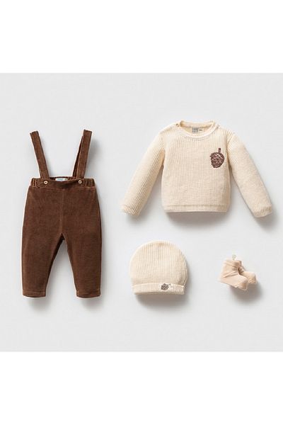 Noy Noy Organic Cotton Knitwear Sweater and Velvet Jumpsuit 4 Piece Set