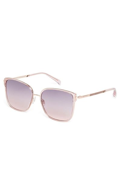 Karen Millen Ochelari de soare cat-eye cu rama metalica, Auriu, Transparent, 57-16-145