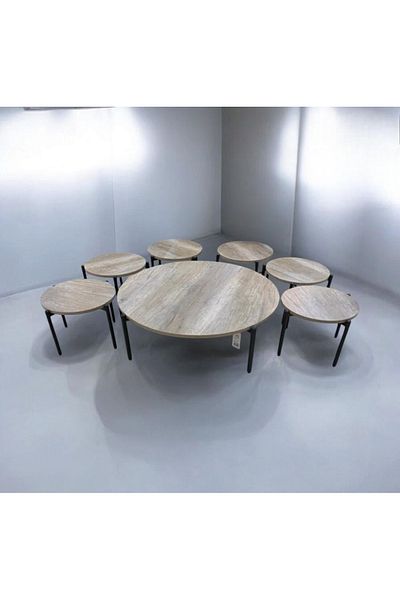 DEC13 6+1 round floor table set, modern and elegant design