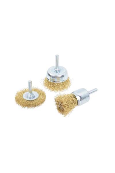 Generic Tactix 3-Piece Brass Coated Steel Wire Brush Set Silver and Brown 447203