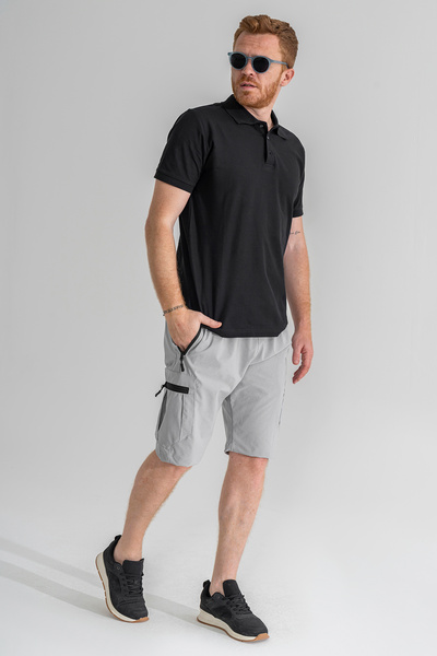 Souris Erkek Açık Gri 5 Cepli Outdoor Kargo Kapri Şort Nefes Alan Likralı Kumaş