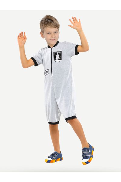 Casabony Gray Space Soft Fabric Double Face Children's Space Jumpsuit