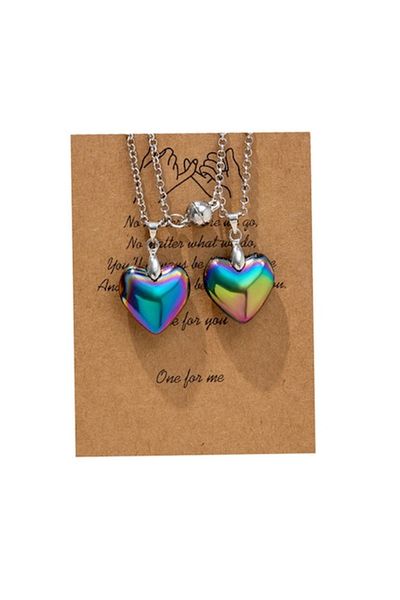 Tessero Set de doua lantisoare magnetice cu cartonas pentru cupluri, prieteni cu pandantiv vindecator in for