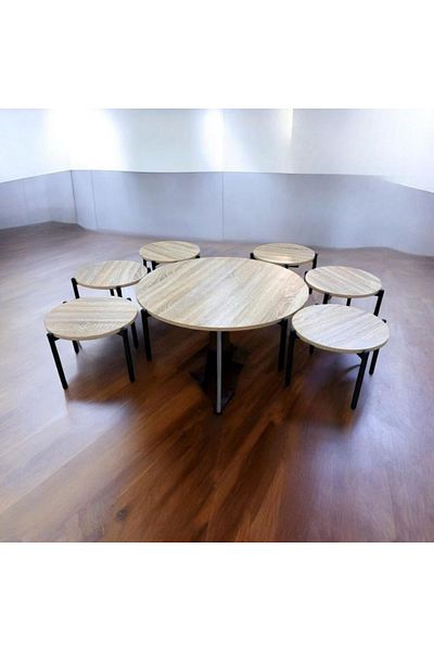 DEC13 6+1 round floor table set, modern and elegant design