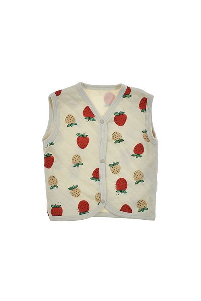 voyyo kids baby New Born Baby Girl 0-3-6-9-12 Months Strawberry Printed Detailed Vest