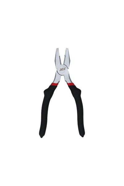 Generic ACE Ergonomic Vinyl Grip Handle Durable Linesman Plier Black and Silver 7inch 81-372
