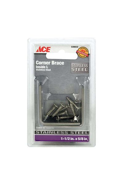 Generic زاوية متينة من الفولاذ المقاوم للصدأ من ACE على شكل حرف L من BrSilver مقاس 1-1/2 × 5/8 بوصة