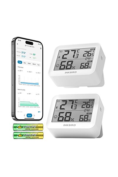 Inkbird Bluetooth Thermometer Hygrometer ITH-13-B (2 Packs), Indoor Temperature and Humidity Monitor