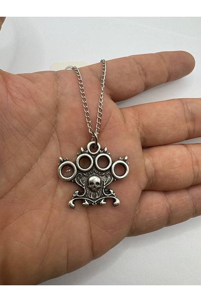 Herşey Nota Unisex Necklace with Skull Figure – Rebellious and Dark Style