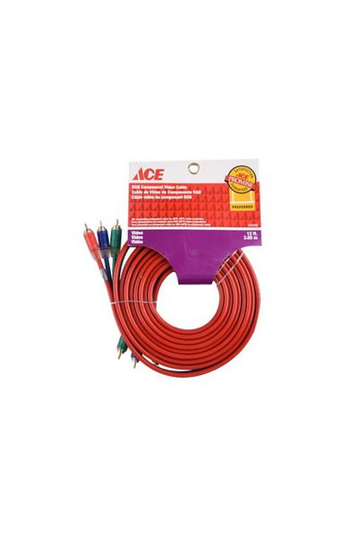 Generic ACE High-Quality Color-Coded RGB Component Video Cable Red 12ft 3263506