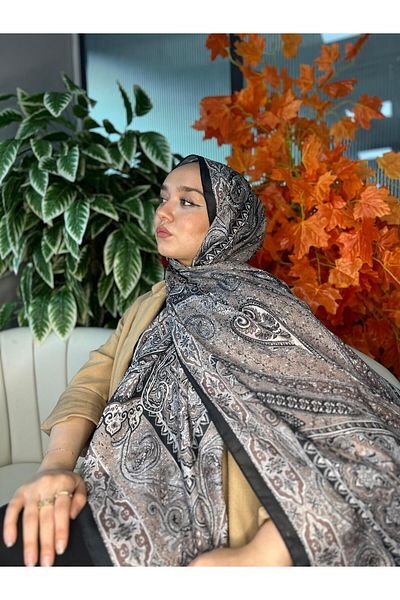 Oxygen Scarfs Nakkaş Pattern Cotton Silk Shawl-10003
