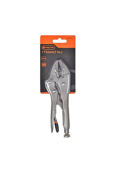 Generic Tactix Chrome-Vanadium Steel Straight Jaw Locking Plier with Comfort Grip Silver 7inch