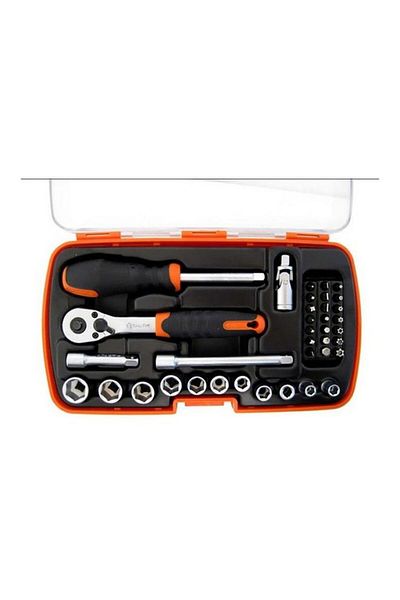 Generic Tactix 37-Piece Drive Metric Socket and Bit Set with Storage Case Multicolor 0.25inch