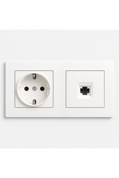 Ledarmy Karen Double Socket Frame Compatible Grounded Electrical Outlet Telephone Line Input Office and Home Use