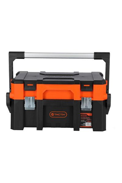 Generic Tactix Multi-Compartment Heavy Duty Cantilever Tool Box with Ergonomic Handle Black and Orange