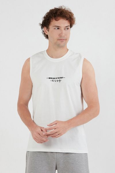 Fulla Moda Μπλουζάκι με τυπωμένο κείμενο με μηδενικό μανίκι