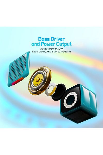 Faster Rock Box Portable Bluetooth Speaker- Pocket Sized Mini Speaker with 1 Wireless Microphone- 5.