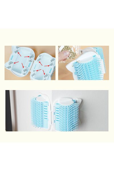NO BRAND Set of 2 corner/wall massage brushes, self-combing for cats, made of PVC, green, 18x10 cm