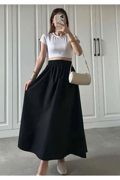 BUSEM S0017621 Bsm Waist Elastic Detailed Long Skirt