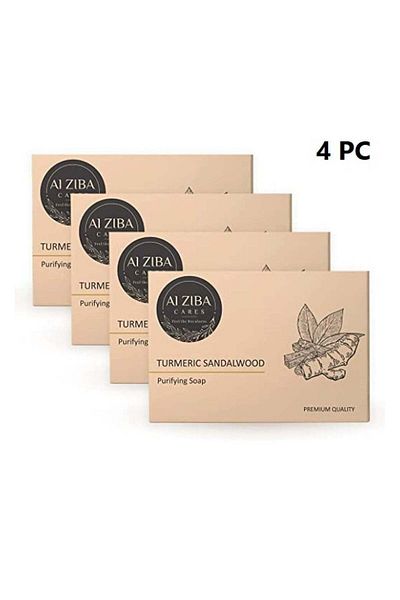 Alziba cares Turmeric and Sandalwood Soap for Skin Purification - 100 g - 4 Pieces