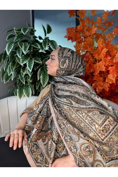 Oxygen Scarfs Nakkaş Pattern Cotton Silk Shawl-10003