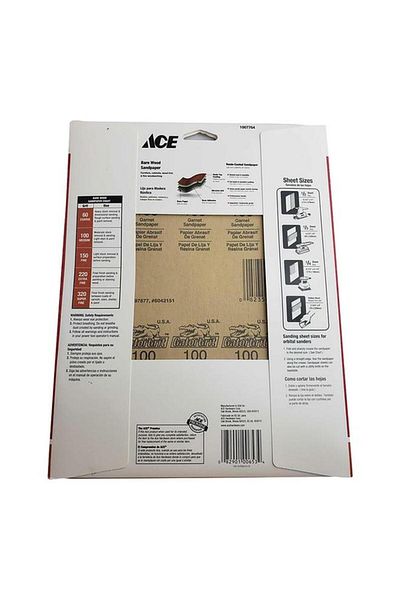 Generic ACE 4-Piece Bare Wood Sandpaper Assorted Color 9 x 11inch 1007764