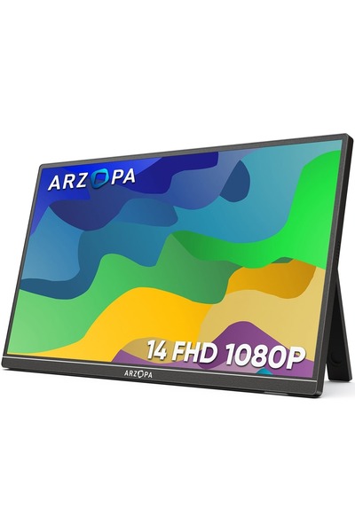 Arzopa Monitor portabil IPS Arzopa A1s 14", Full HD (1920x1080), 60Hz, Mini HDMI, USB-C, Boxe 1W x2, Black