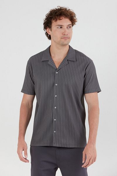 Fulla Moda Striped Jacquard Short Sleeve Shirt