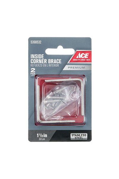 Generic زاوية متينة من الفولاذ المقاوم للصدأ من ACE على شكل حرف L من BrSilver مقاس 1-1/2 × 5/8 بوصة
