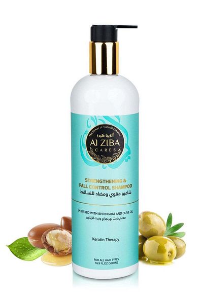 Alziba cares Anti-Hair Fall Shampoo with Olive Oil and Bhringraj (Keratin Therapy) - 500ml