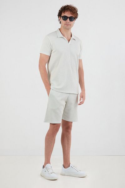 Fulla Moda Tricou cu guler polo din țesătură Seersucker cu dungi