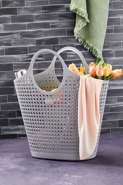 Turkco Silicone Premium Easy Storable Basket Bag Organizer, 25Lt 43X28X48Cm