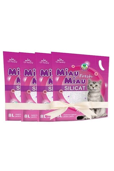 MIAU MIAU Set 4x Hygienic Bedding for Cats Miau Miau, Fresh, Silicat 8L
