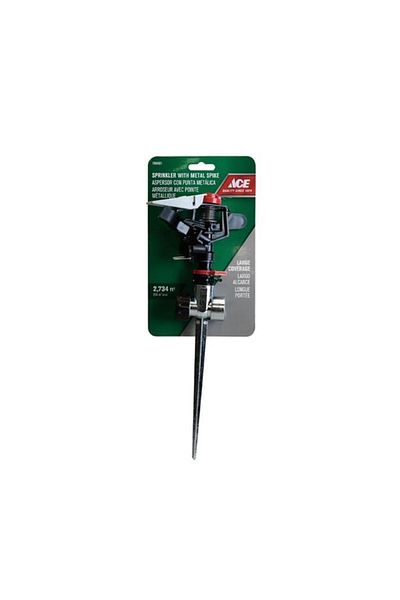 Generic ACE Large Coverage Plastic Sprinkler with Metal Spike Black and Silver 7999901