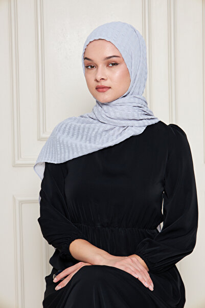 Gigiscarfs Σάλι Arya Chiffon με ντεγκραντέ ρίγες - Ανοιχτό γκρι -