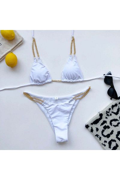 WildFashion 2-piece swimsuit accessorized with metal chains SW2304-2