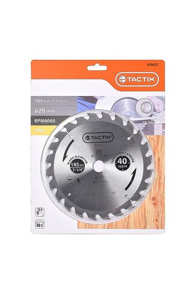 Generic Tactix 40-Teeth 8000RPM Strong Tungsten Carbide Cutting Disc Silver 185mm 434637