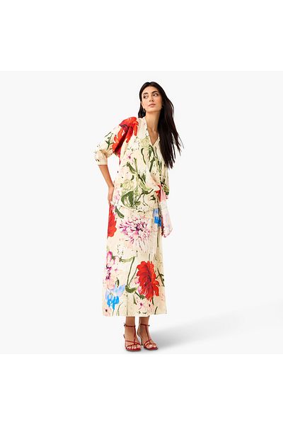 Iconic Floral Print Midi Skirt with Zip Closure