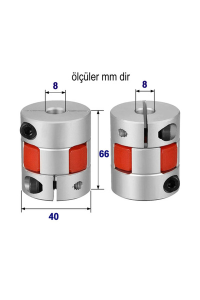 Kaplin D40 L66 8x8 iç delikler 8x8mm dir